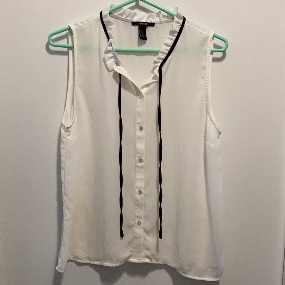 White Top with Black Neck Tie